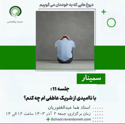 با ناامیدی از شریک عاطفی ام چه کنم؟از سلسله سمینار های دروغ هایی که به خودمان می گوییم - کد 223/2038/11