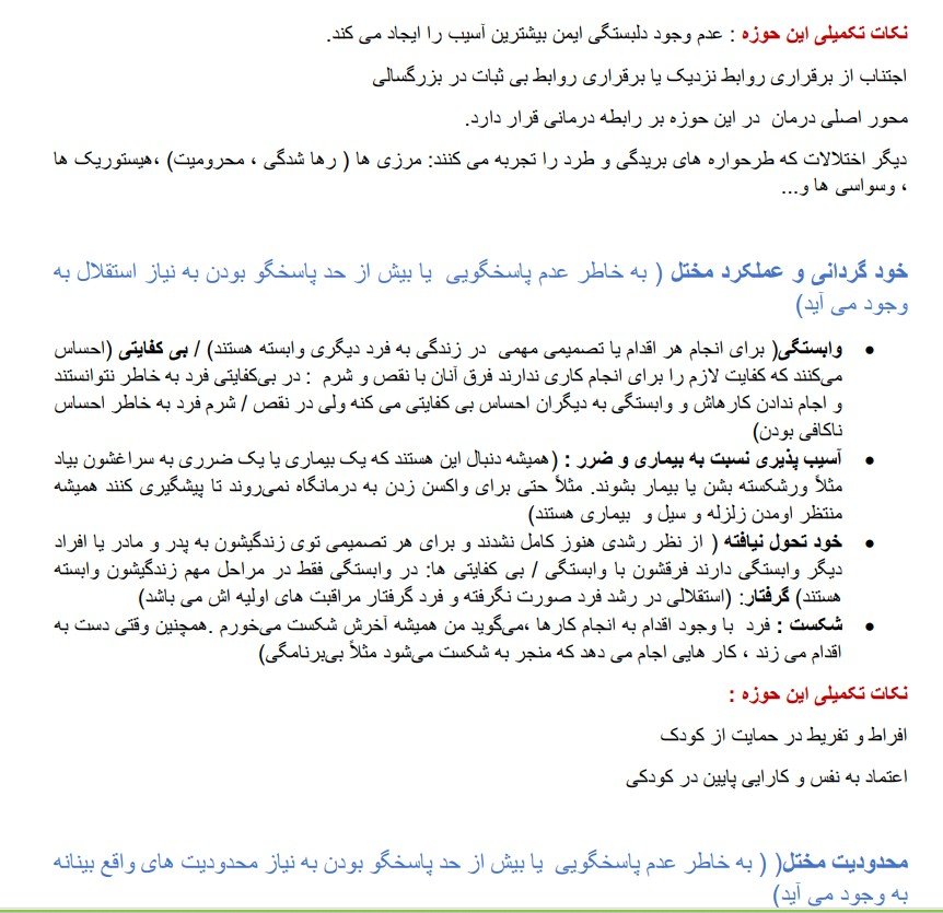 جزوه دوره طرحواره درمانی - زهرا عالی خانی